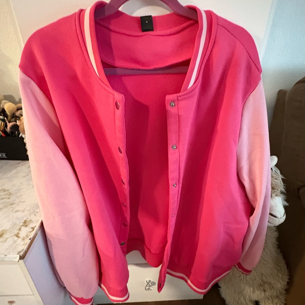 Plus Size SHEIN Pink Two Tone Jacket